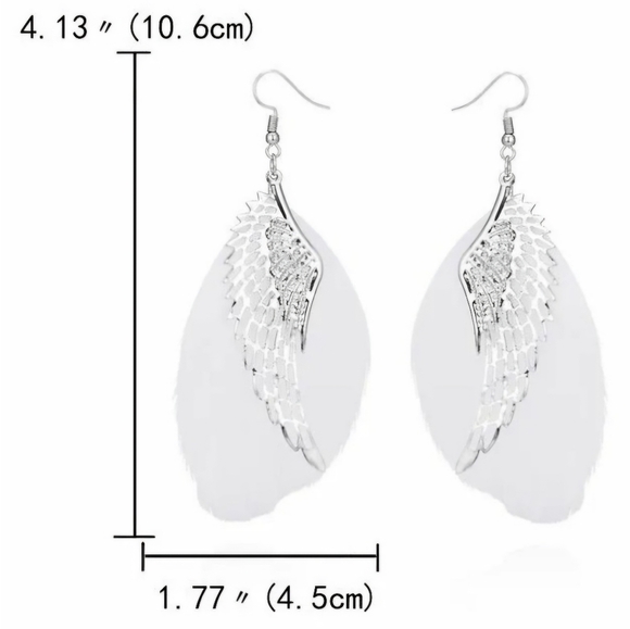 Angel Wing Feather Earrings L👀K Beautiful 🪽 Real Feathers 🤍 Costume Jewelry - Picture 7 of 8